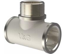 Тройник переходной 1/2 Вн-Нр-Вн V&G VG-202301 никель
