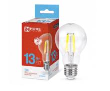 IN HOME Лампа светодиодная LED-A60-deco 13Вт 230В Е27 6500К 1370Лм прозрачная