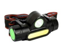 Фонарь аккумуляторный налобный E1340 XPE + COB LED 3Вт 2 режима аккум. 3.7В магнит диммир. черн. (бокс) Ultraflash 14268