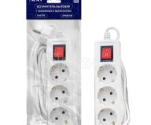 Удлинитель 3х3м с заземл. с выкл. 10А 3х0.75 TOKOV ELECTRIC TKE-C01-BU3-3-075-ZV