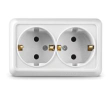 Розетка 2-м ОП Олимп 16А IP20 с заземл. бел. UNIVersal