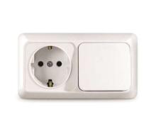 Блок ОП Олимп 1-кл. вык.+ роз. с заземл. горизонт. бел. UNIVersal