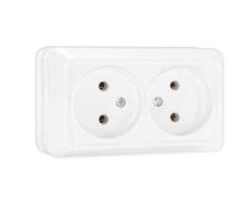 Розетка 2-м ОП Олимп 16А IP20 без заземл. бел. UNIVersal