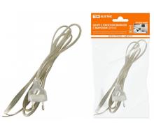 Шнур с плоской вилкой с вырезом ШУ04 ШВВП 2х0,75мм2 1,7 м прозрачный TDM