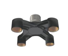 Ecola base Переходник с цоколя E40 на 4хE27 Широкий Черный